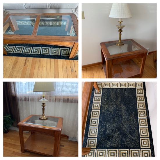 Coffee Table, 2 End Tables & Rug