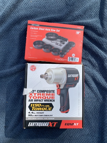 Warrior Carbon Steel Hole Saw Set & 1/2" Composite Xtreme Torque Air Impact Wrench