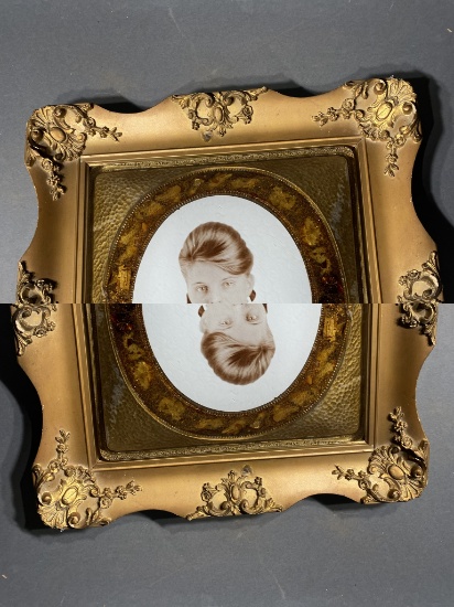 Unusual Antique Portrait on Celluloid of a Lady