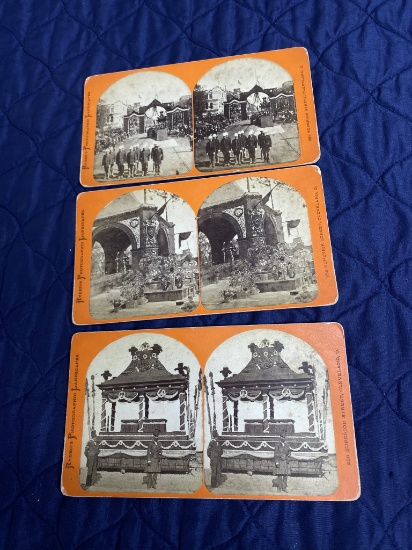 3 James Garfield Funeral Stereoview Cards