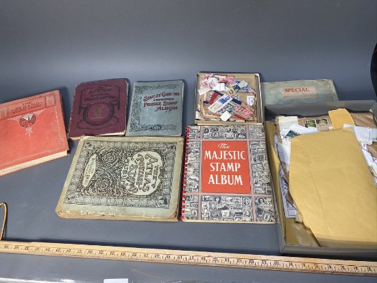 Group lot of antique stamp albums