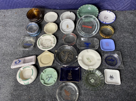 Group lot of advertising ashtrays including NY Giants