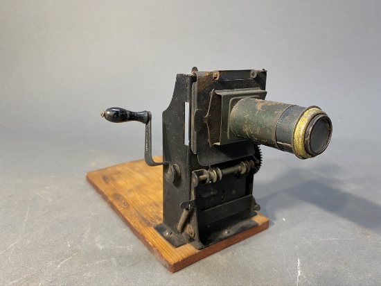 Antique Small wood, tin metal movie projector