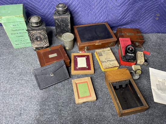 Group of early photo developing items