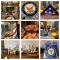 Contents of FirePlace -  Navy Rug, Oriental Style Items, Ships, Candle Holders & More