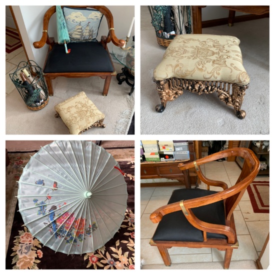 Schnadig Chair, Foot Stool, Parasol, Umbrellas & More