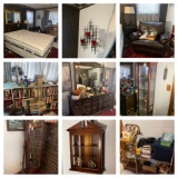 Cleanout Master Bedroom & Closet - Full Size Bed, Chest of Drawers, Curio Cabinets,
