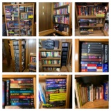 Large Group of Books, Bookshelves, CD's, DVD's & More.  See Photos For Titles