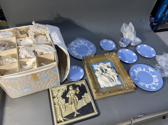 Group of new old stock Wedgwood China, Fostoria glass and more