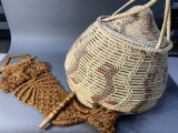 Retro Basket and Wall Hanging lot