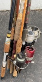 Group lot of vintage fishing rods and reels