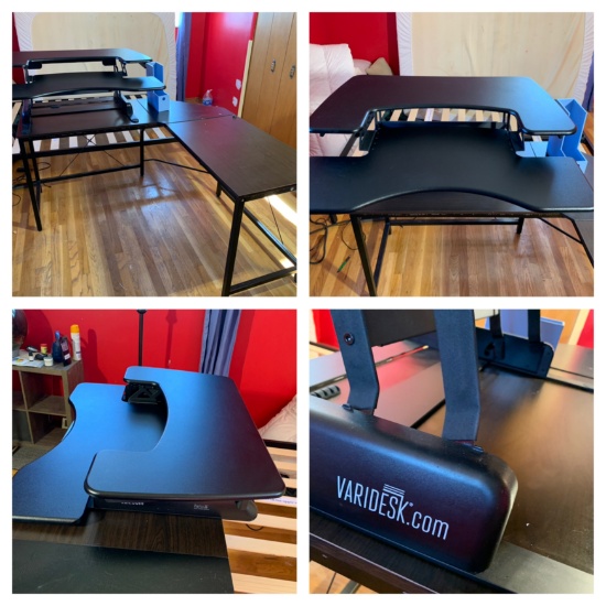 "L" Shaped Desk with Varidesk Pro Plus 36"  Platform.  See Photos.