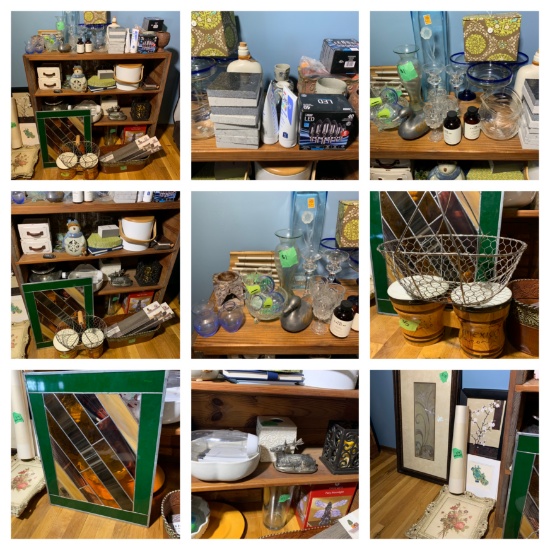 Bookshelf, Decorative Items, Stained Glass, Framed Art & More.  See Photos