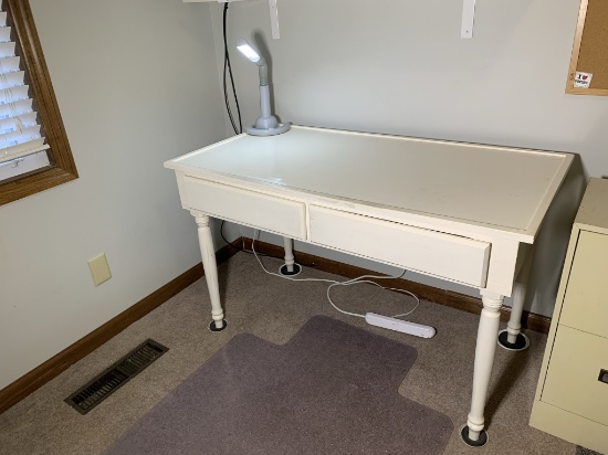 White Work Desk with Desk Light