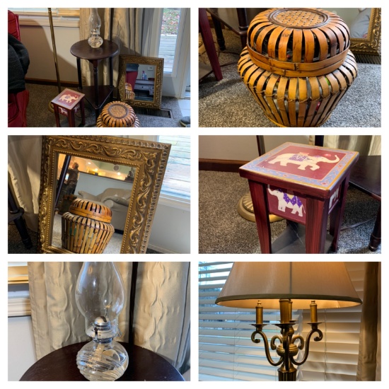 Side Stand, Floor Lamp, Mirror, Oil Lamp & Decorative Items
