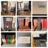 2 Hon Filing Cabinets,  Globe -Wernicke Stackable Shelving Unit, Assorted Books & Electronics