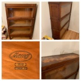 Macey Antique 3 Stack Barrister Bookcase.  See Photos for Condition Issues on top of case