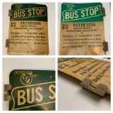 Vintage Metal Double Sided CTA Bus Stop Sign