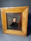 Antique Oil on Board Portrait Painting of a Young Man