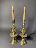 Pair of Antique Brass Candlesticks with bells