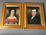 Pair of Oil on Canvas Portraits in Frames