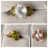 3 vintage 14k gold gem set rings