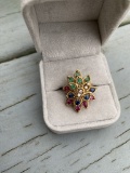 14k gold ring Multi-Colored Gems, Diamonds