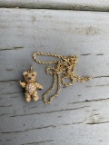 18k gold & diamond Bear Pendant + 14k Chain