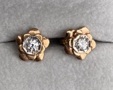 Antique 14k Gold & Diamond Earrings