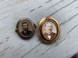 Pair of Victorian Photo Brooches Pins