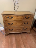 Curved Front 3 Drawer Antique Pine Chest