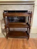 3 Tier Antique Turned wooden cart with shelves