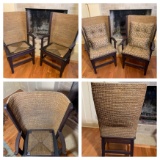 Pair Antique Scottish Woven Back Orkney Chairs