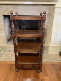 4 Tier Antique Rolling Shelf with Drawer