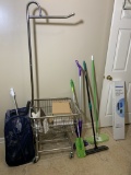Laundry Cart, Cleaning Items, Garment Rack & Rowenta Iron