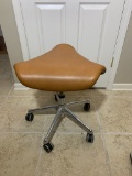 Saddle Style Leather Stool on Wheels - Freeder Chair