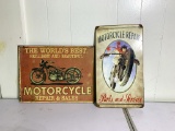 2 Motorcycle Metal Signs