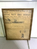 Columbus Evening Dispatch May 27, 1941 Framed Newspaper 