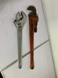 Ridgid Pipe Wrench & 18 inch Crescent Adjustable Wrench