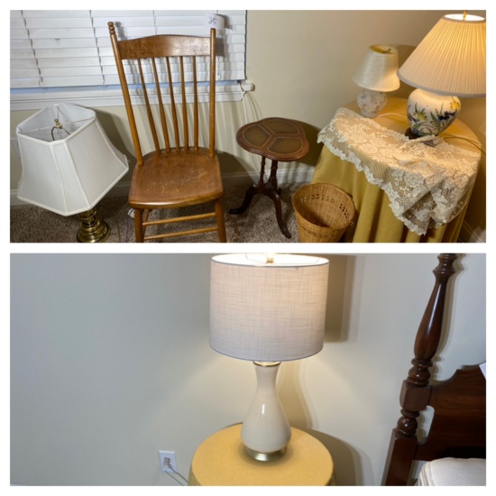 Group lot of assorted furniture, lamps and more