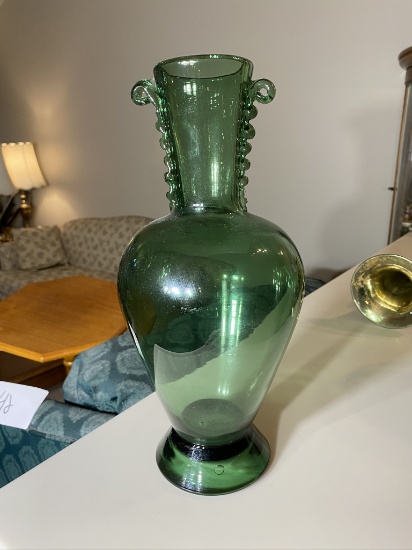 Antique Blown Glass Vase with Applied Details