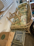 Vintage Bamboo Patio Couch with 2 Side Tables