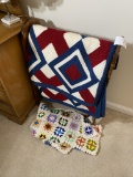 2 afghans plus quilt rack