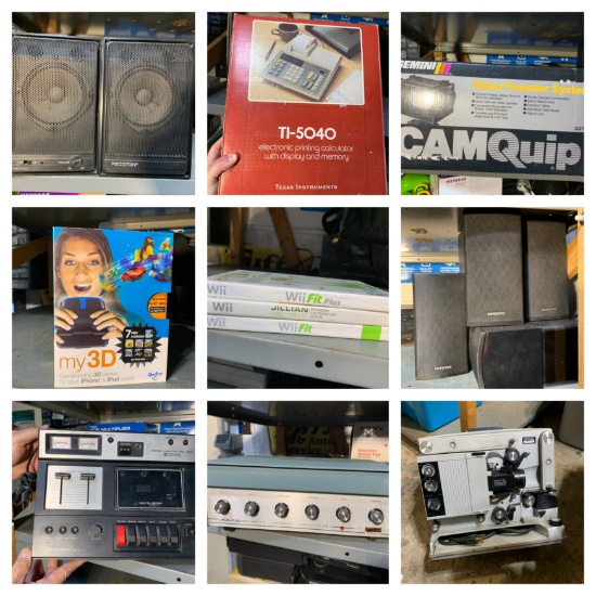WII Items, Large Assortment of Older Electronics, Household Items, Metal Shelf & More