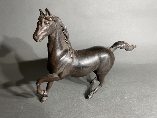 Vintage cast iron horse statue decor piece
