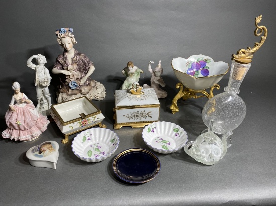 Group lot vintage European porcelain, glass