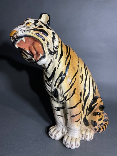 Large Made in Italy Ceramic Tiger Statue