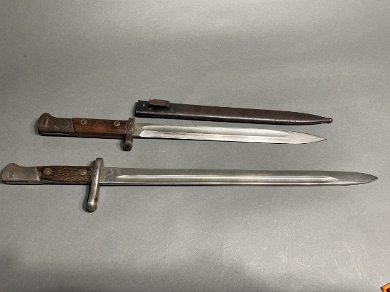 Pair of Bayonets, one with scabbard
