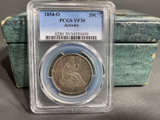 PCGS VF30 1854-O 50c. Silver Coin