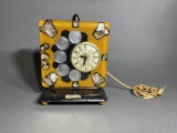 Unusual Retro Clock with Silver Inset Coins